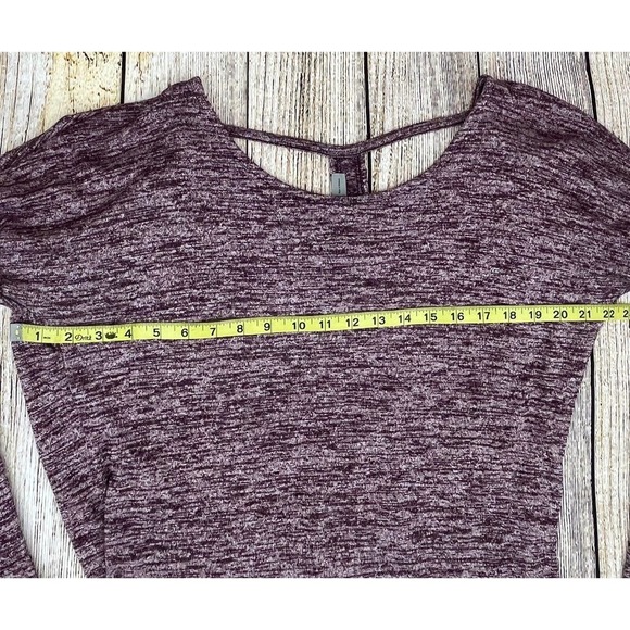 Athleta Women's Pose Layered Purple Marled Size Medium Cut‎ Out Back Long Sleeve - Picture 6 of 9
